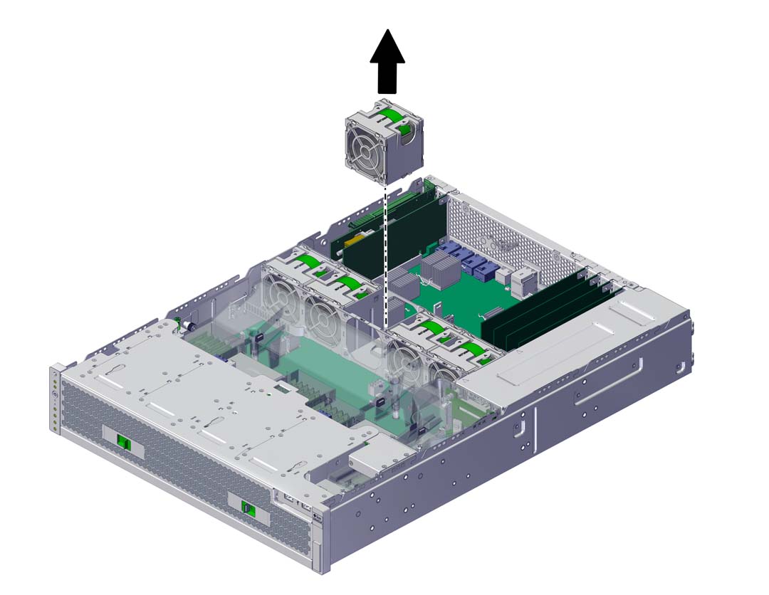 image:L'illustration montre le retrait du module de ventilateur.