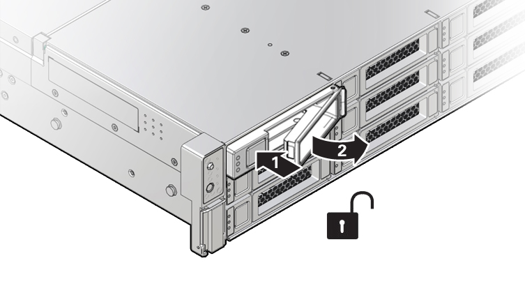 image:Figure illustrant l'emplacement du loquet et du bouton de dégagement de l'unité de stockage.