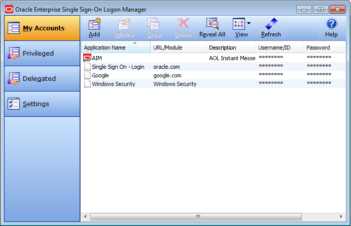 Delegated account in My Accounts