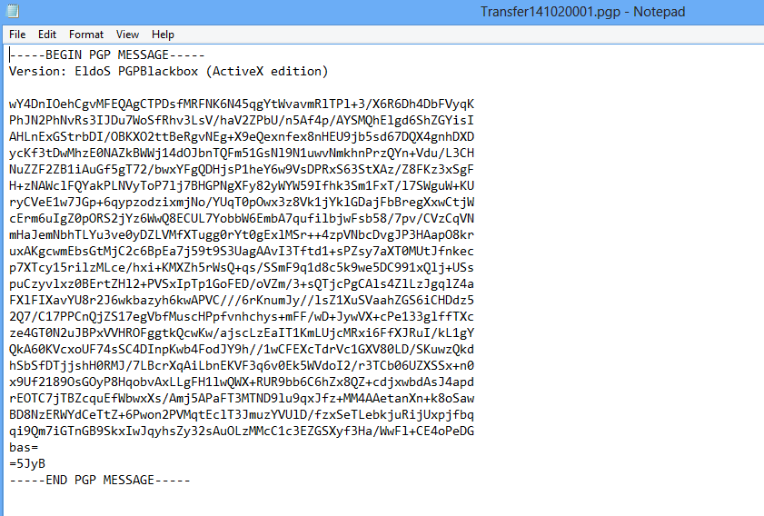 This figure shows the Sample PGP Encrypted Authorization File