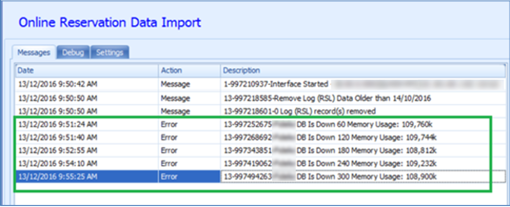 This figure shows the sample message of a lost connection retries