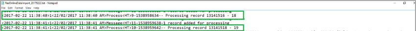 This figure shows the sample message of Prevent Process Duplicate UCIData status that set to ‘Disabled’