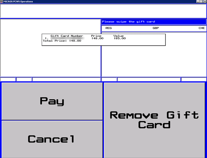 This figure shows the Activate Gift Card in MICROS Workstation