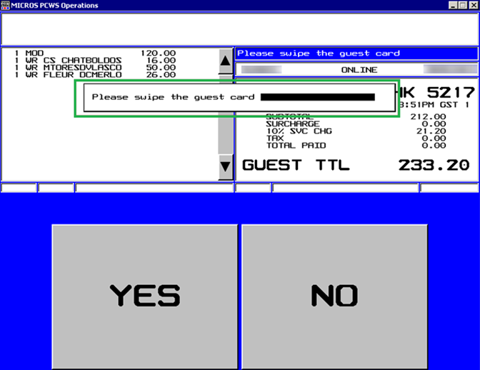 This figure shows the Swipe Guest Card when Activate Prepaid Gift Card