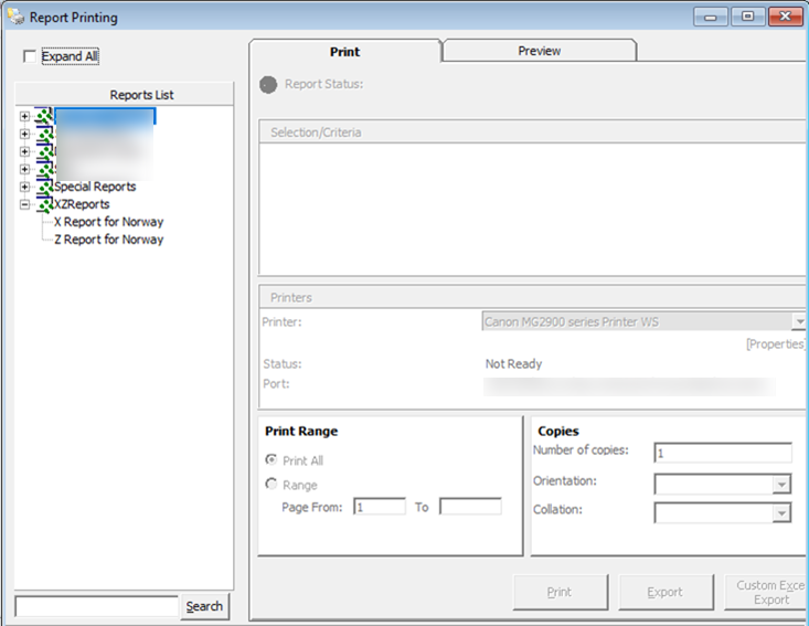This figure shows the Report Printing Function in SPMS.