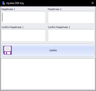 This figure shows the Encryption Passphrase Update form