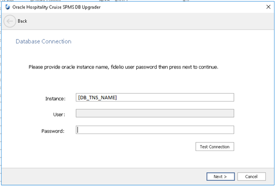 This figure shows the OHC Database Connection Instance Selection/Password.