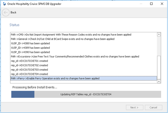 This figure shows the update progress of OHC Database Installer