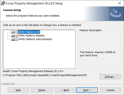 This figure shows the Cruise Property Management Installation - Custom Setup.