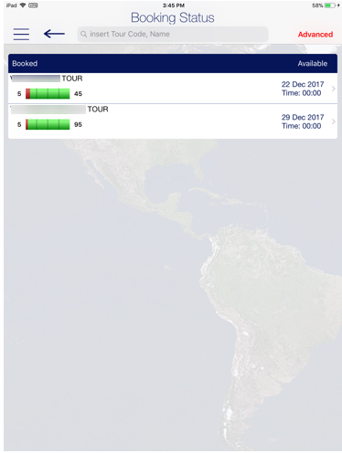 This figure shows the Excursion Booking Status.
