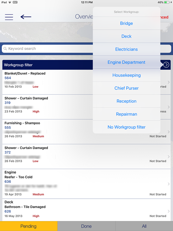 This figure shows the Maintenance Workorder list.
