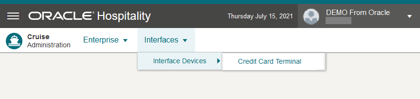 This figure shows the Administration Module, Interfaces Menu