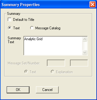 Summary Properties dialog box
