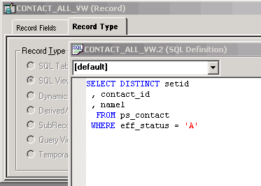 Example of updating the SQL view Select statement