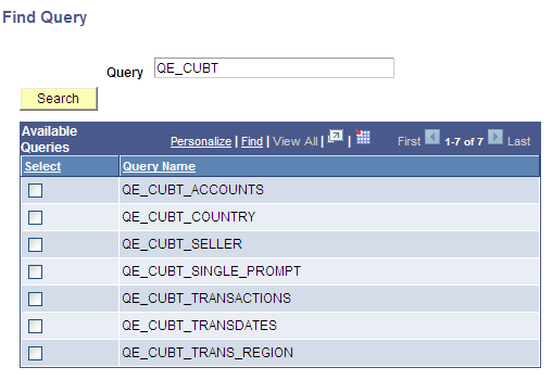 Find Query page