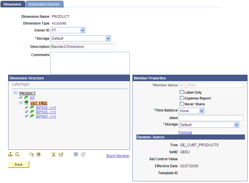 Example of the attributes of the member VAT_FREE