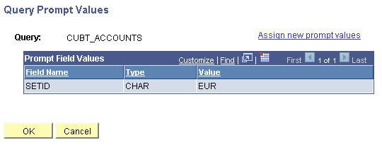 Query Prompt Values page