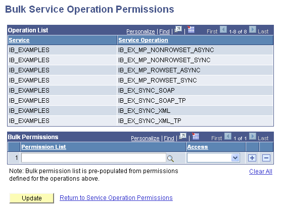 Bulk Service Operation Permissions page