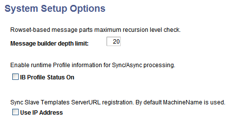 System Setup Options page