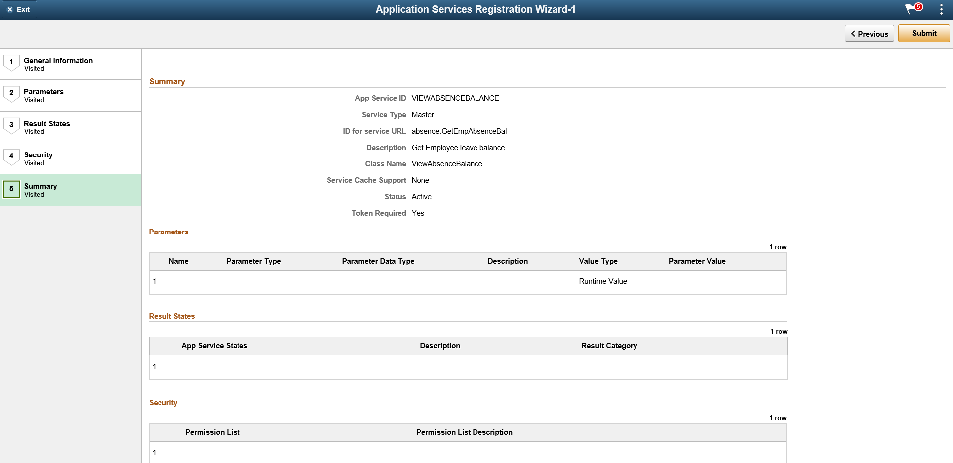 Application Service Registration Wizard - Summary page