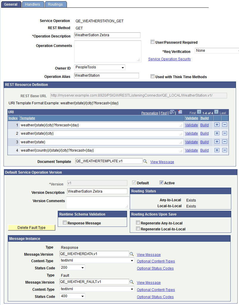 Service Operation - General page for a REST service operation