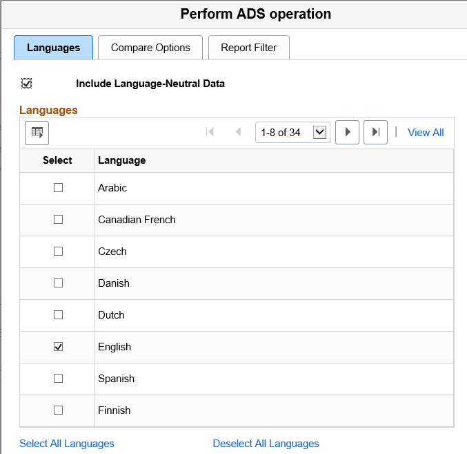 Languages page