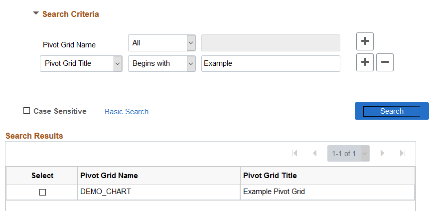 Advanced Search Criteria example