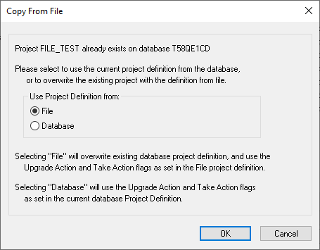 Copy From File: prompting for project definition location