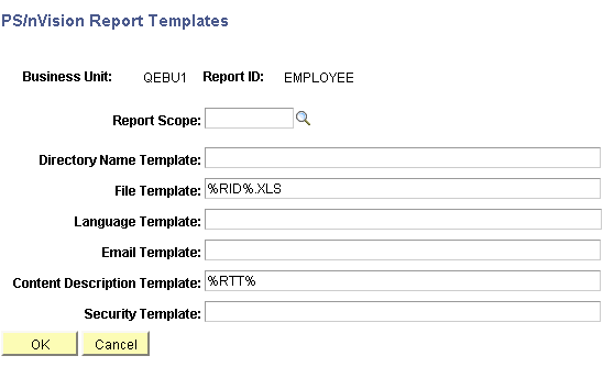PS/nVision Report Templates page