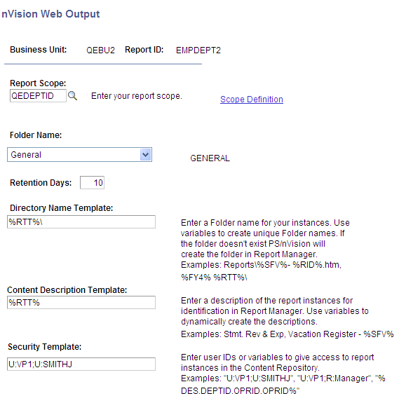 nVision Web Output page