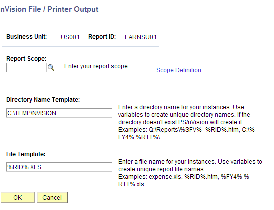 nVision File / Printer Output page