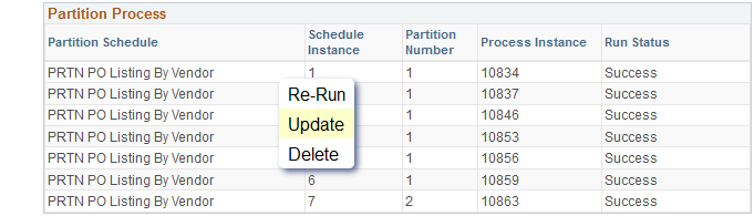 Partition Manager - Update Partition Process page