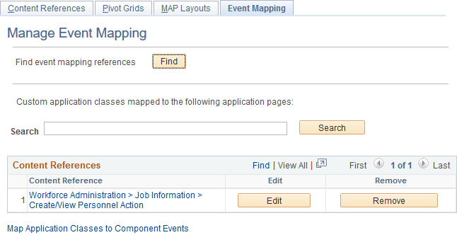 Event Mapping page