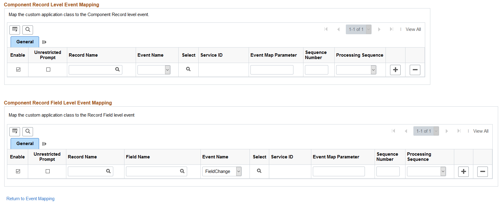 Configure Event Mapping page (2 of 2)