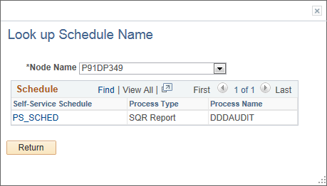 Look up Schedule Name page