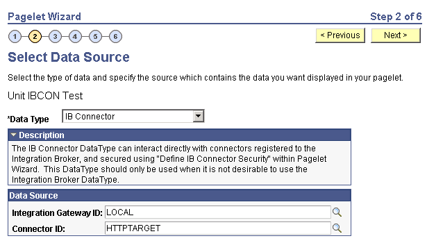 Select Data Source page - IB Connector