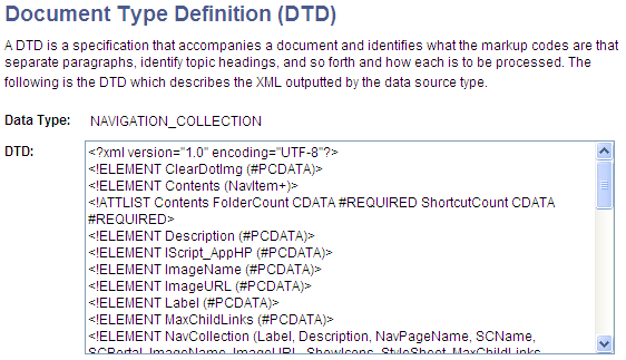 Document Type Definition (DTD) page