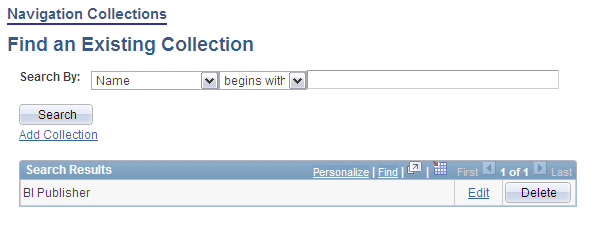 Find an Existing Collection page