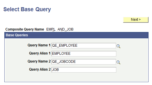 Select Base Query page