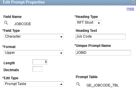Edit Prompt Properties page for Composite Query