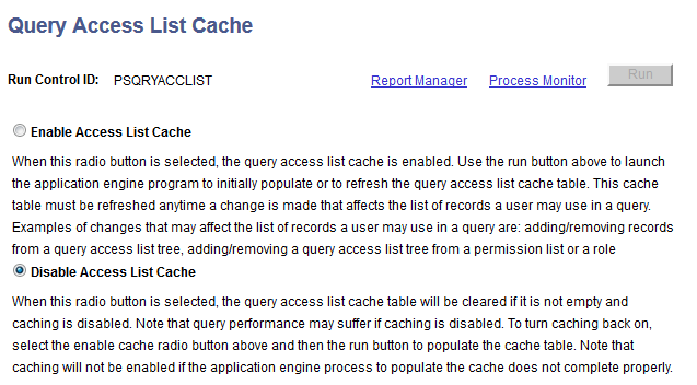 Query Access List Cache page