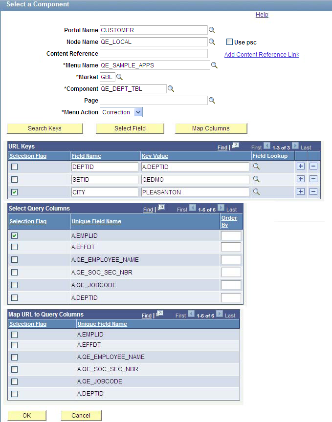 Select a Component page