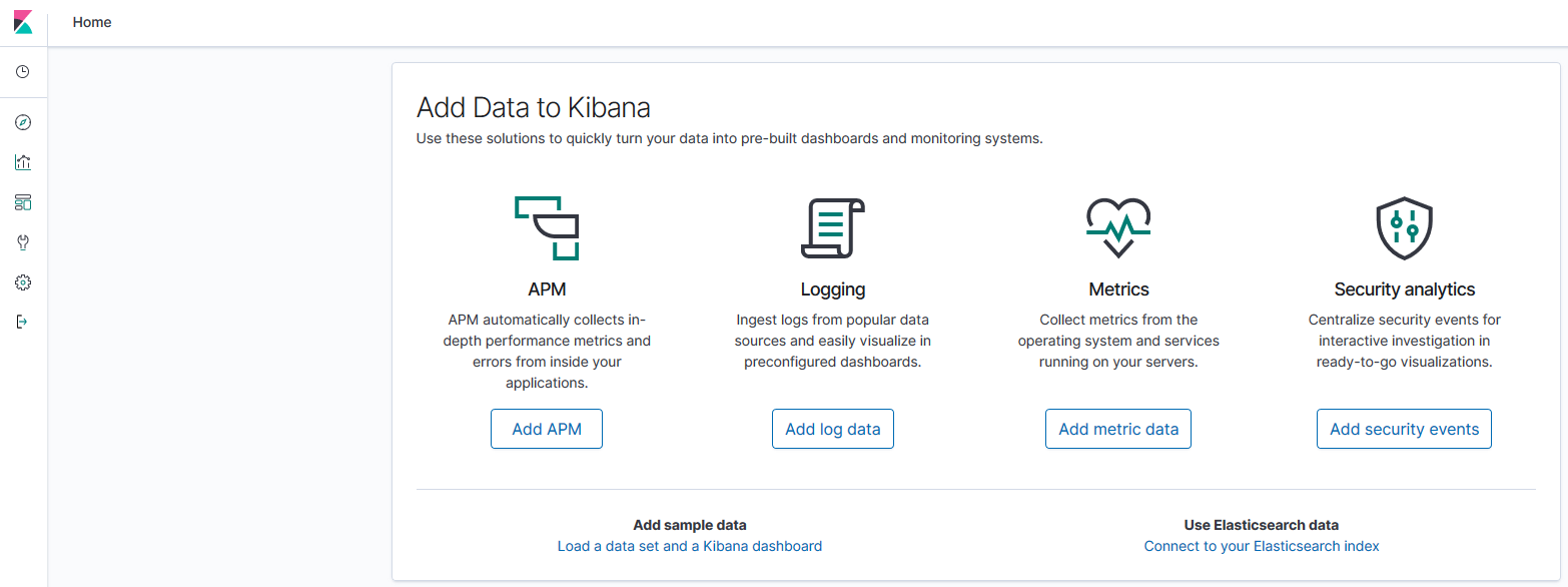 Kibana home page