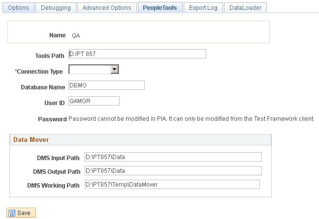 Define Execution Options-PeopleTools page