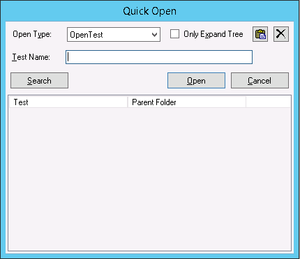 Quick Open dialog box
