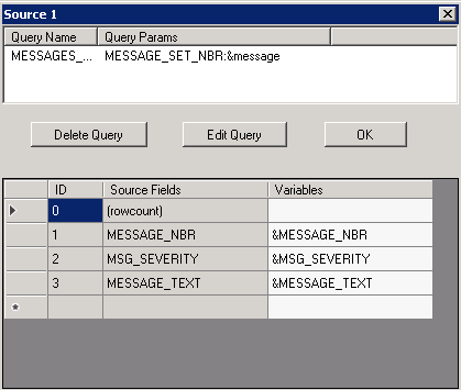 Variable Mapping Grid dialog box for the DataLoader instance