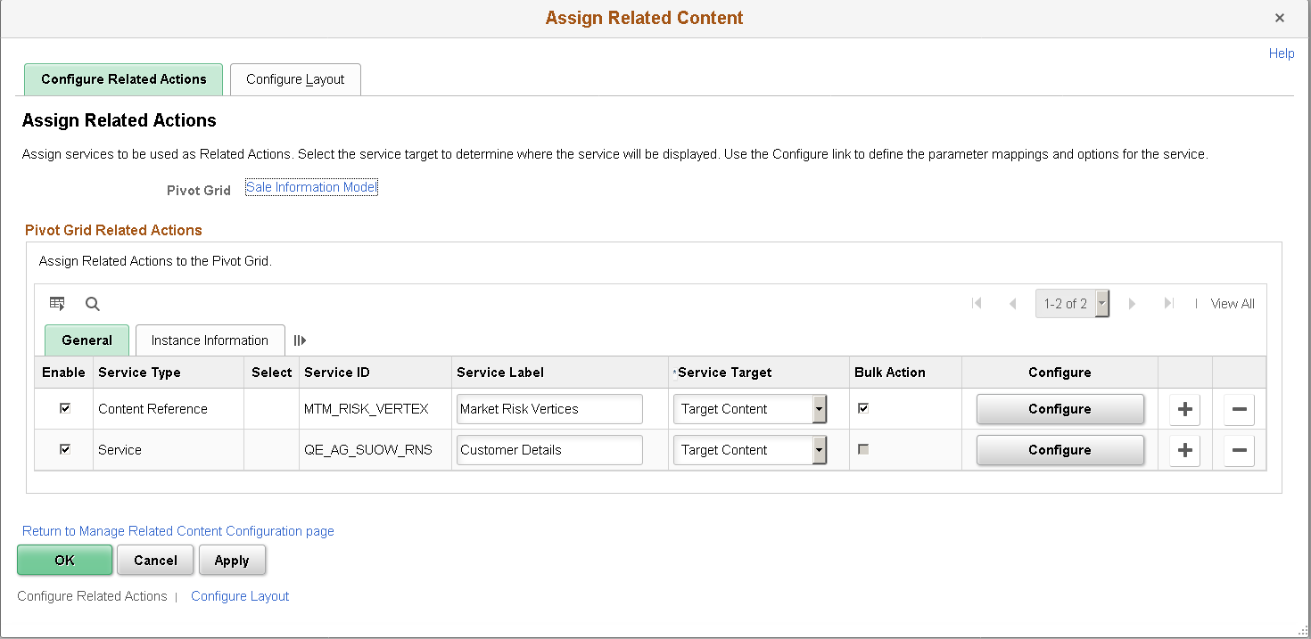 Assign Related Actions page