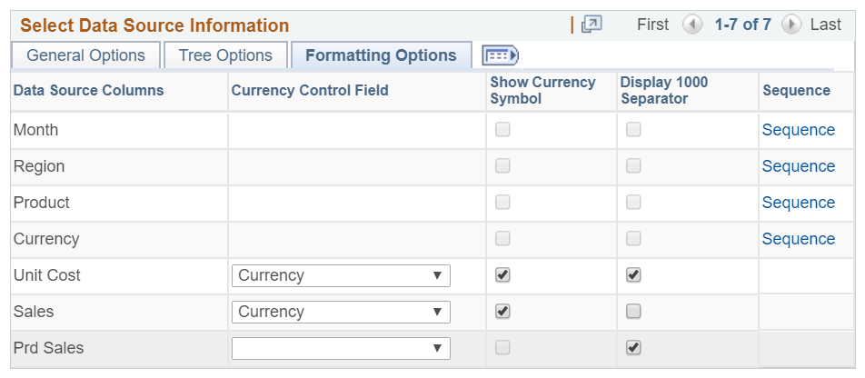 Formatting Options section