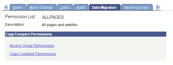 Permission List - Data Migration page
