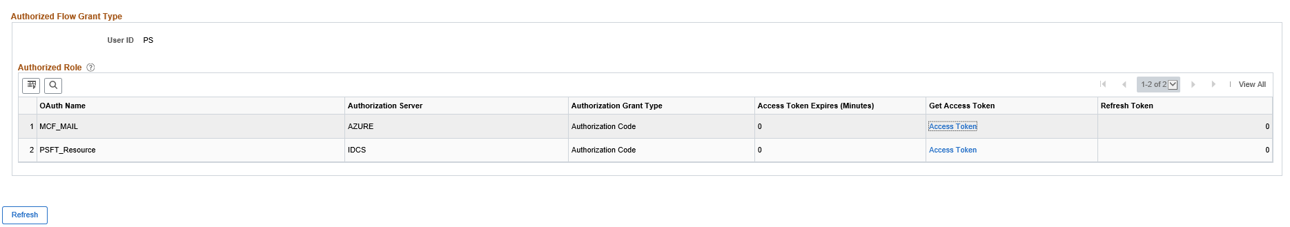 Authorized Flow Grant Type page